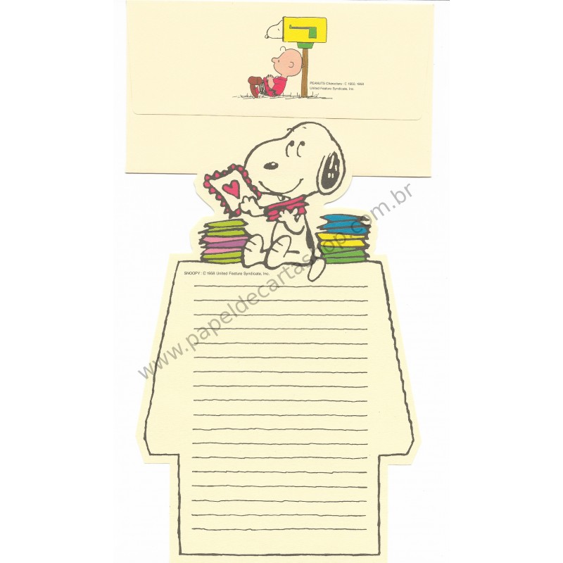 Conjunto de Papel de Carta Snoopy Antigo Love Letter Peanuts