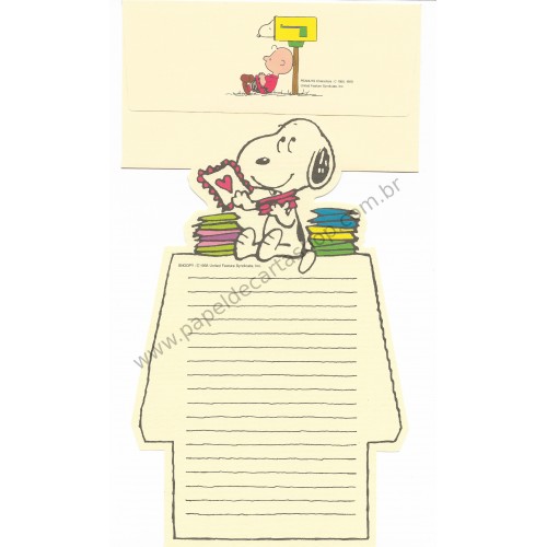 Conjunto de Papel de Carta Snoopy Antigo Love Letter Peanuts