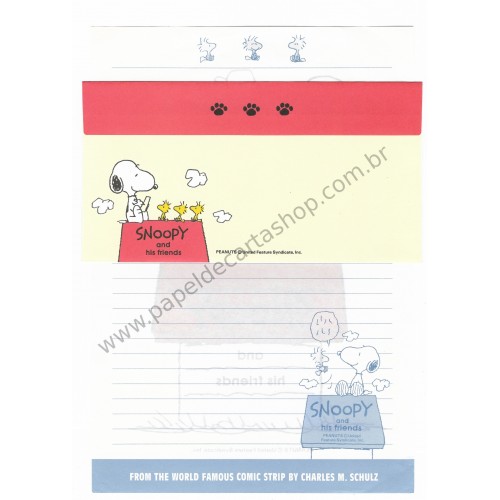 Conjunto de Papel de Carta Snoopy & Woodstock AM Antigo Peanuts japan