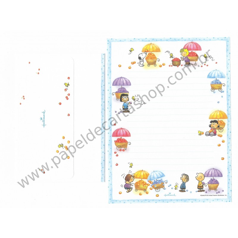 Conjunto de Papel de Carta Snoopy & Friends Antigo Peanuts Hallmark