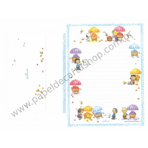 Conjunto de Papel de Carta Snoopy & Friends Antigo Peanuts Hallmark