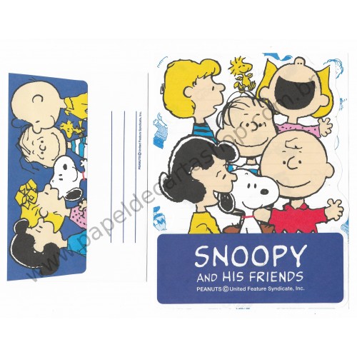 Conjunto de Papel de Carta Snoopy & Friends AZ Antigo Hallmark Peanuts