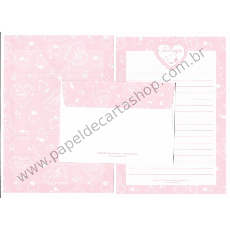 Conjunto de Papel de Carta Snoopy Rosa Antigo Peanuts japan