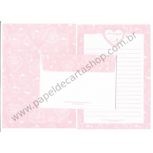 Conjunto de Papel de Carta Snoopy Rosa Antigo Peanuts japan