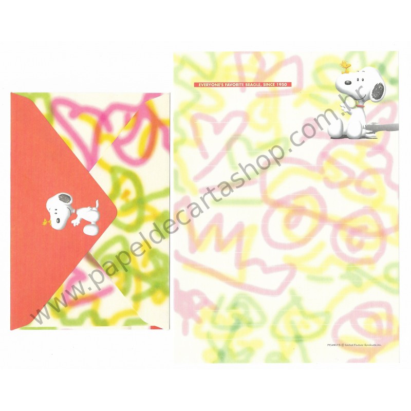 Conjunto de Papel de Carta Snoopy Colors Antigo Peanuts japan