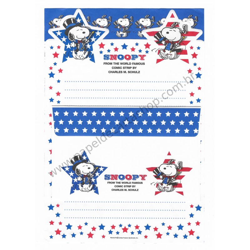 Conjunto de Papel de Carta Snoopy Magic Antigo Peanuts Japan