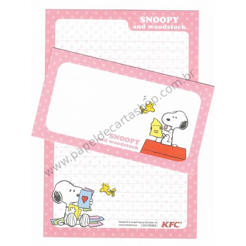 Conjunto de Papel de Carta Snoopy & Woodstock KFC Antigo Peanuts