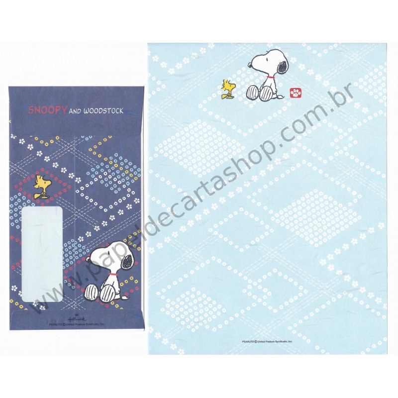 Conjunto de Papel de Carta Antigo Snoopy AAEBR Peanuts Japan