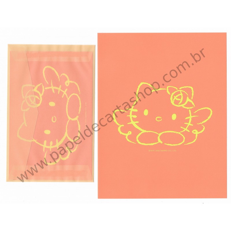 Ano 2002. Conjunto de Papel de Carta Hello Kitty CLA Questina Sanrio