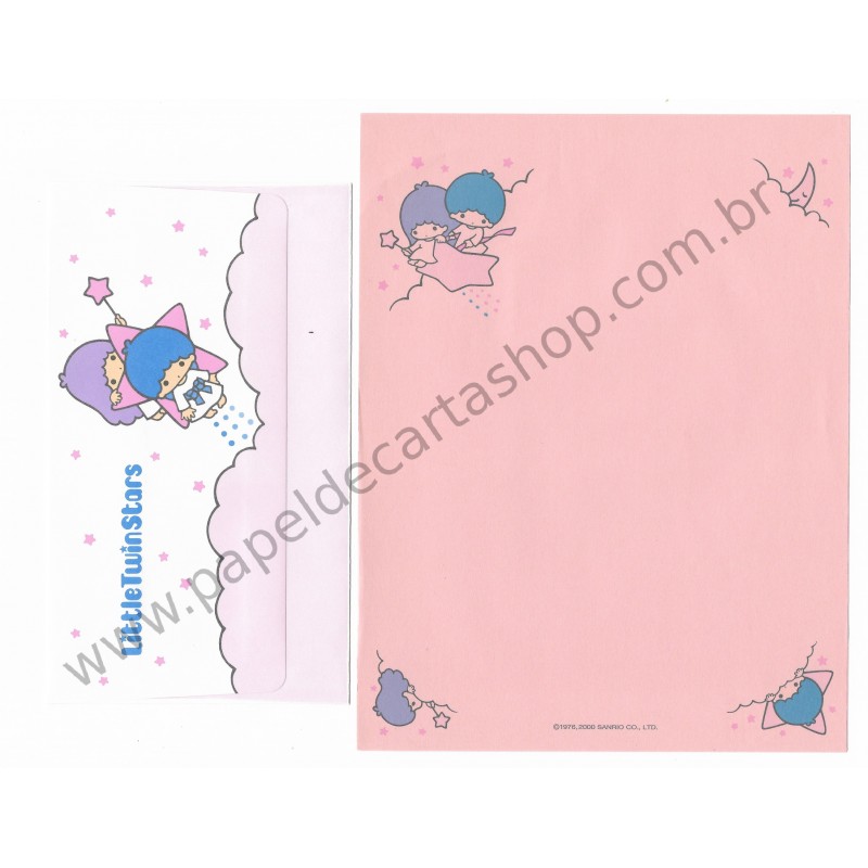 Ano 2000. Conjunto de Papel de Carta Antigo Little Twin Stars VG Sanrio