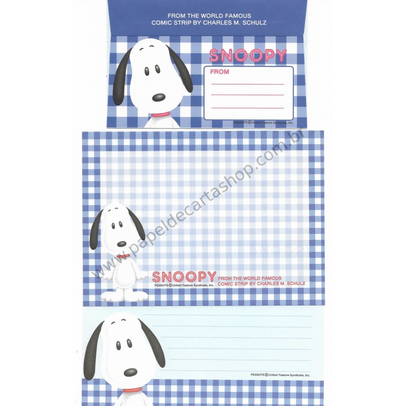 Conjunto de Papel de Carta Snoopy XAZ Antigo Peanuts Japan