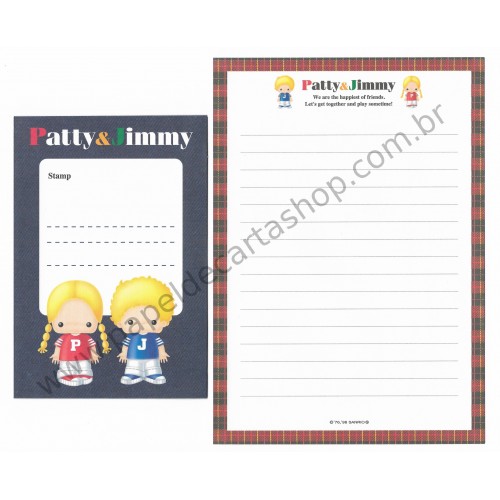 Ano 1998. Conjunto de Papel de Carta Patty & Jimmy The Happiest of Friends Sanrio