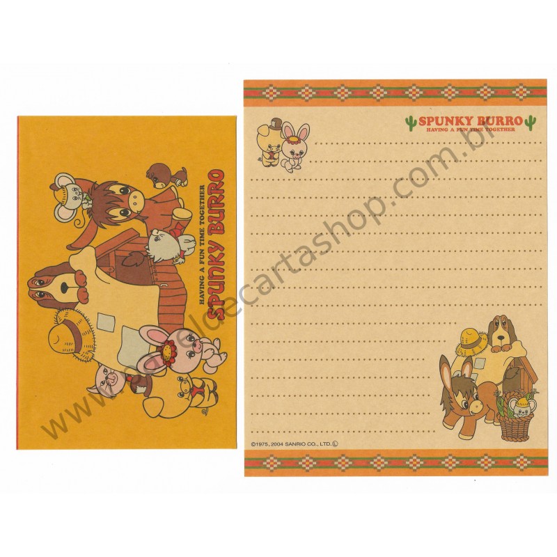 Ano 2004. Conjunto de Papel de Carta Spunky Burro CLA Sanrio