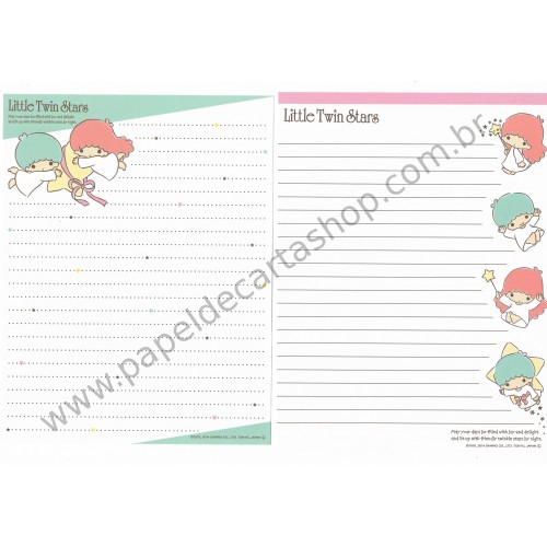 Ano 2014. Kit 2 Conjuntos de Papel de Carta Little Twin Stars Joy and Delight Sanrio