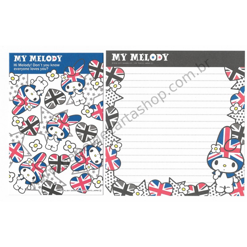 Ano 2011. Conjunto de Papel de Carta My Melody CBL2 Sanrio