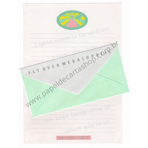 Conjunto de Papel de Carta Antigo Fly Over Megalopolis Japan