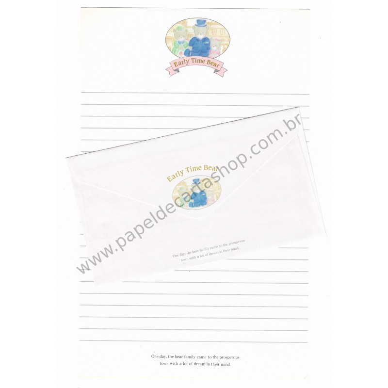 Conjunto de Papel de Carta Antigo Early Time Bear Japan