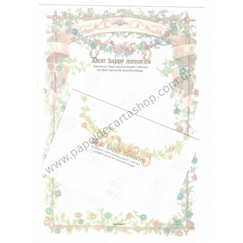 Conjunto de Papel de Carta Antigo Happy Memories Uni Fancy Japan