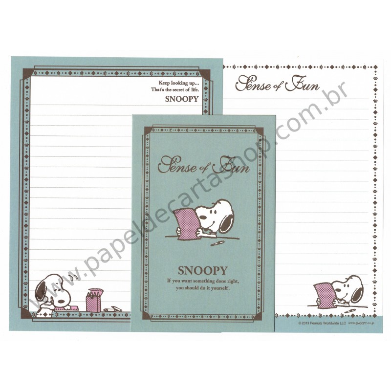 Conjunto de Papel de Carta Snoopy Sense of Fun Peanuts 2013