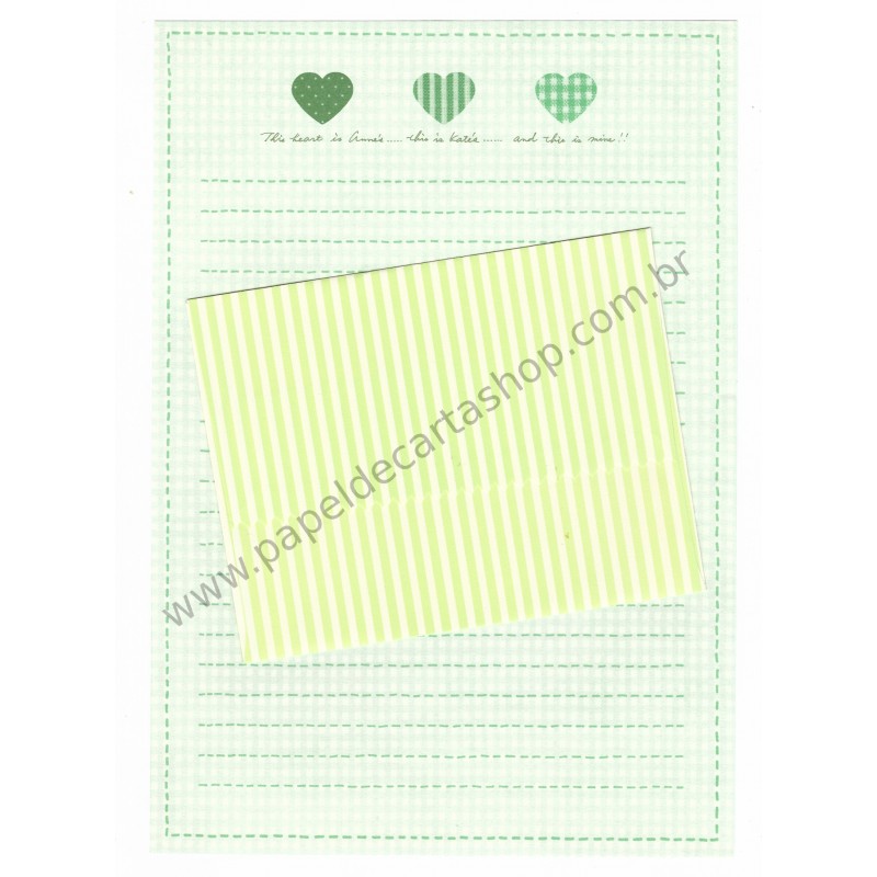 Conjunto de Papel de Carta Antigo Heart CVD Japan