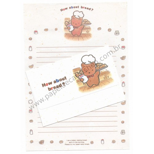 Conjunto de Papel de Carta Antigo Bear's Bakery Japan