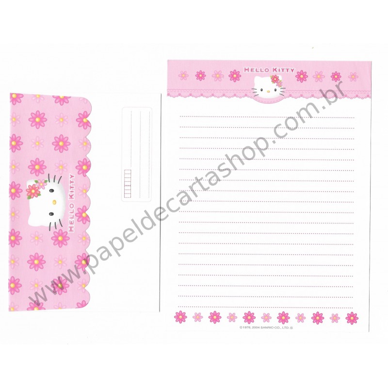 Ano 2004. Conjunto de Papel de Carta Hello Kitty CRS Sanrio