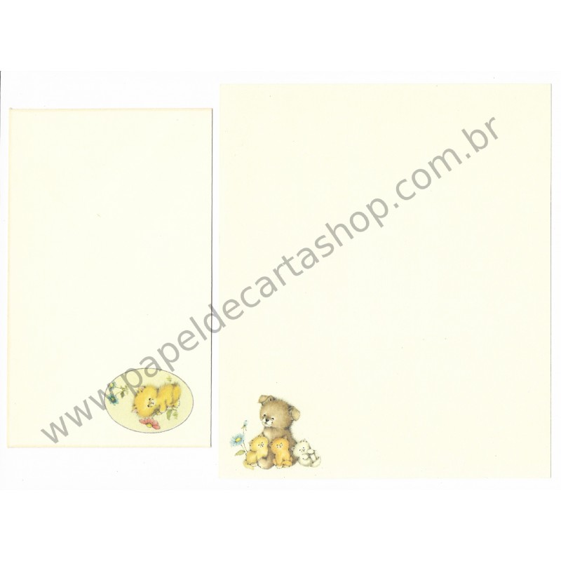 Conjunto de Papel de Carta Antigo Importado Bichinhos - Hallmark