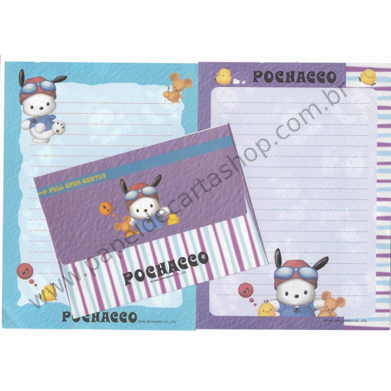 Ano 1999. Conjunto de Papel de Carta Pochacco Dupla Vintage Sanrio