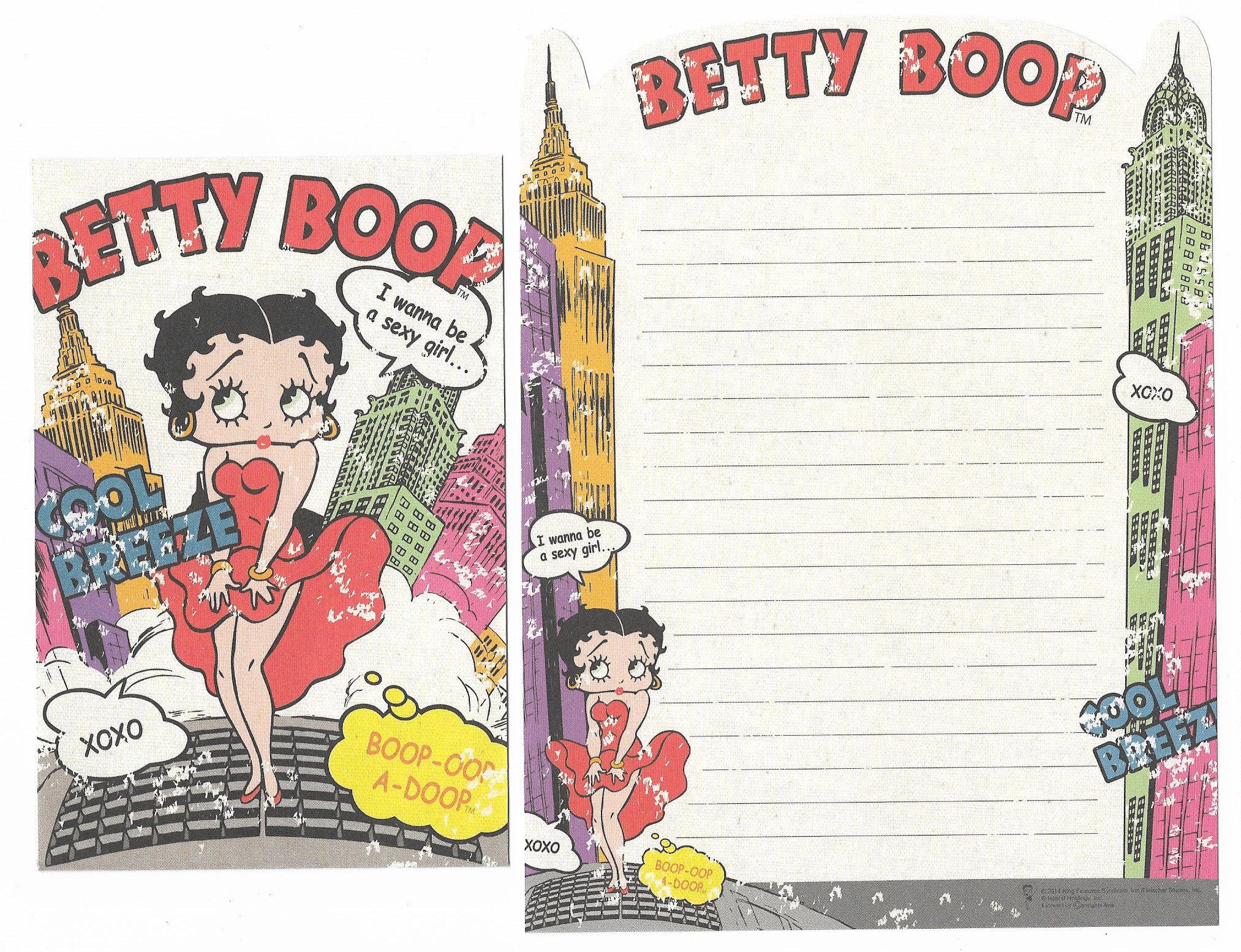 Conjunto de Papel de Carta IMPORTADO Betty Boop XOXO