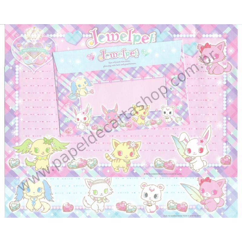 Ano 2010. Conjunto de Papel de Carta Jewelpet Big Dupla Sanrio