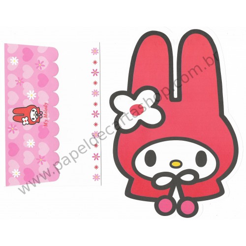 Ano 1999. Conjunto de Papel de Carta My Melody Antigo (Vintage) Sanrio