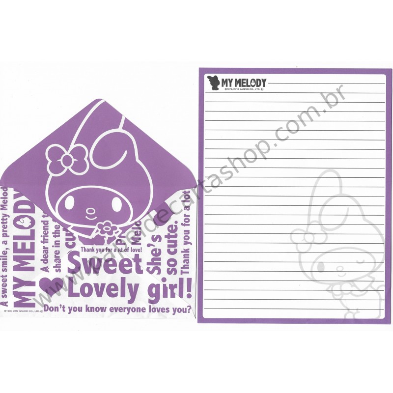 Ano 2013. Conjunto de Papel de Carta My Melody CLL Sanrio