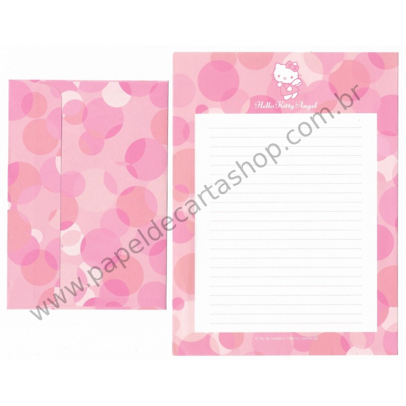 Ano 1999. Conjunto de Papel de Carta Hello Kitty Angel CRS Sanrio