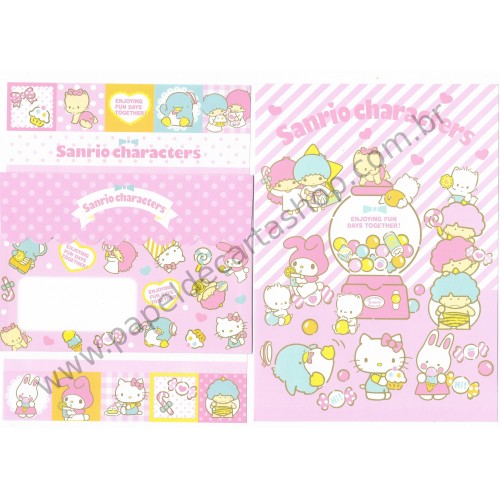 Ano 2016. Conjunto de Papel de Carta Sanrio Characters Enjoying Fun Days Together