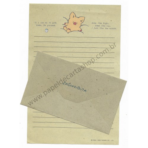 Ano 1985. Conjunto de Papel de Carta Zashikibuta Sanrio Vintage Antigo