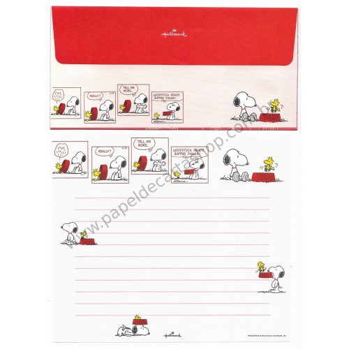 Conjunto de Papel de Carta Snoopy CVM Antigo Nihon Hallmark japan