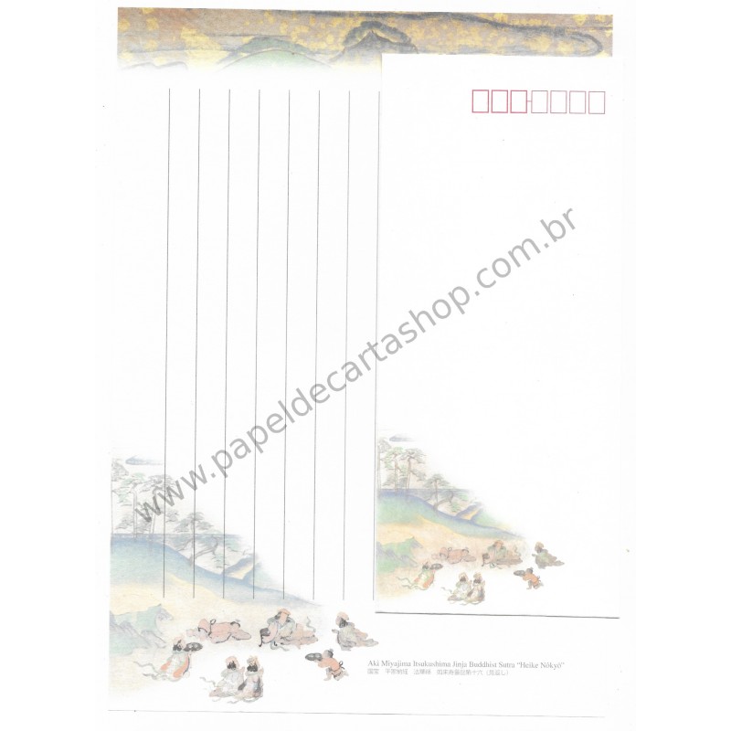 Conjunto de Papel de Carta Antigo Buddhist Sutra Aki Miyajima