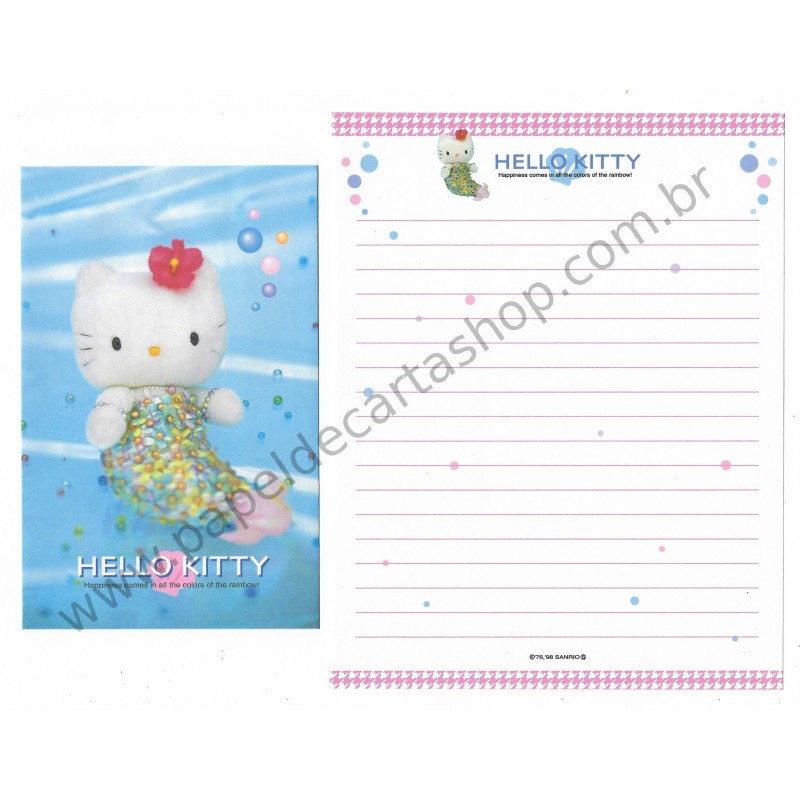 Ano 1998. Conjunto de Papel de Carta Hello Kitty Mermaid3 Sanrio