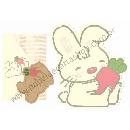 Conjunto de Papel de Carta Antigo (Vintage) Rabbit with Carrot