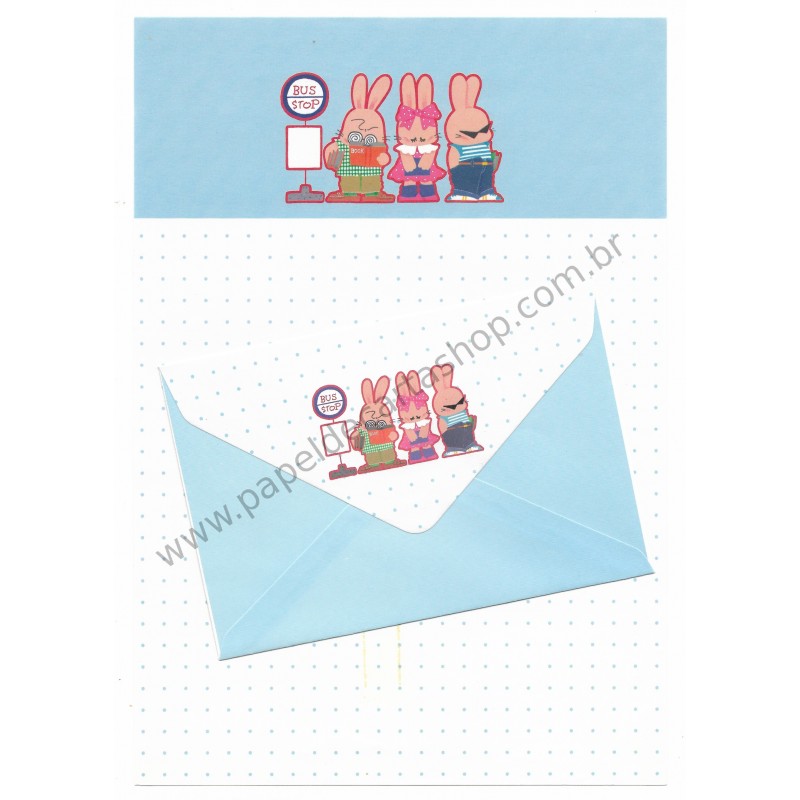 Conjunto de Papel de Carta Antigo Bus Stop Japan