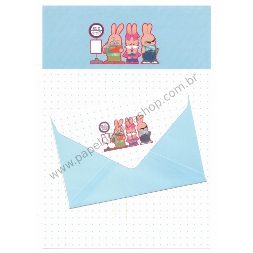 Conjunto de Papel de Carta Antigo Bus Stop Japan