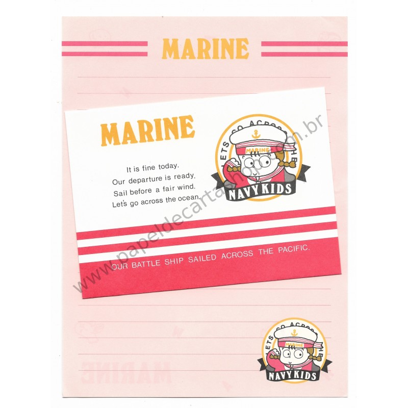 Conjunto de Papel de Carta Antigo Marine Navy Kids Japan