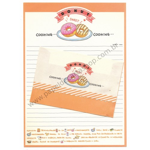 Conjunto de Papel de Carta Antigo Cooking Donut Venice Japan