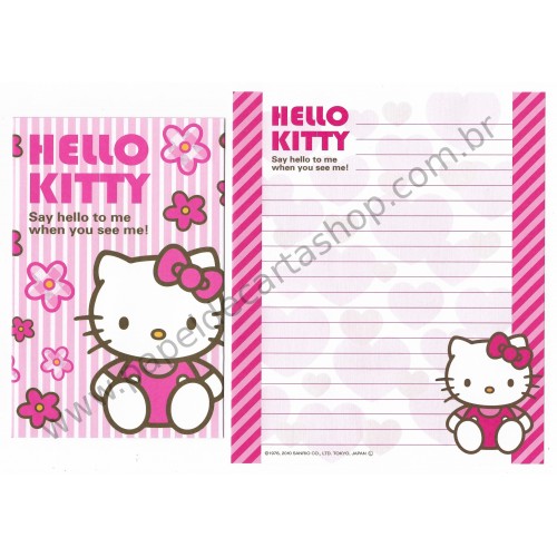 Ano 2010. Kit 4 Conjuntos de Papéis de Carta Hello Kitty - Sanrio