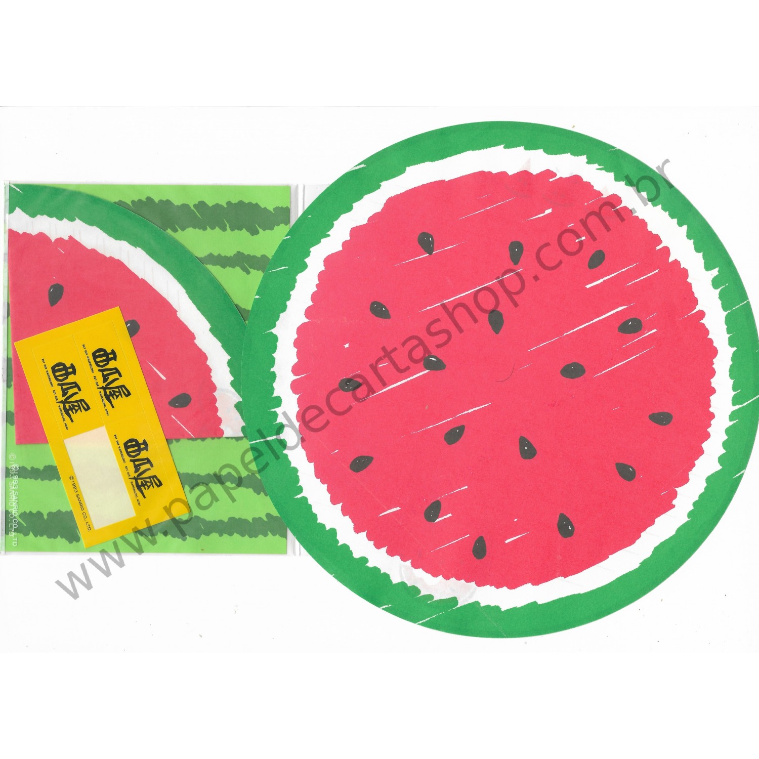 Ano 1993. Conjunto de Papel de Carta Watermelon Antigo 