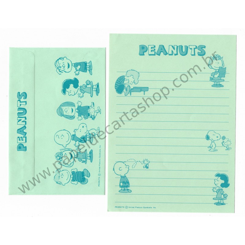 Conjunto de Papel de Carta Antigo Peanuts CVD Hallmark Japan