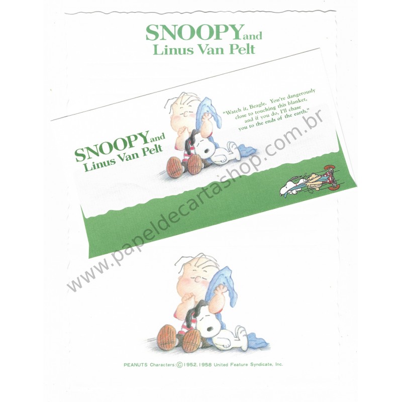 Conjunto de Papel de Carta Snoopy & Linus Vintage Hallmark japan