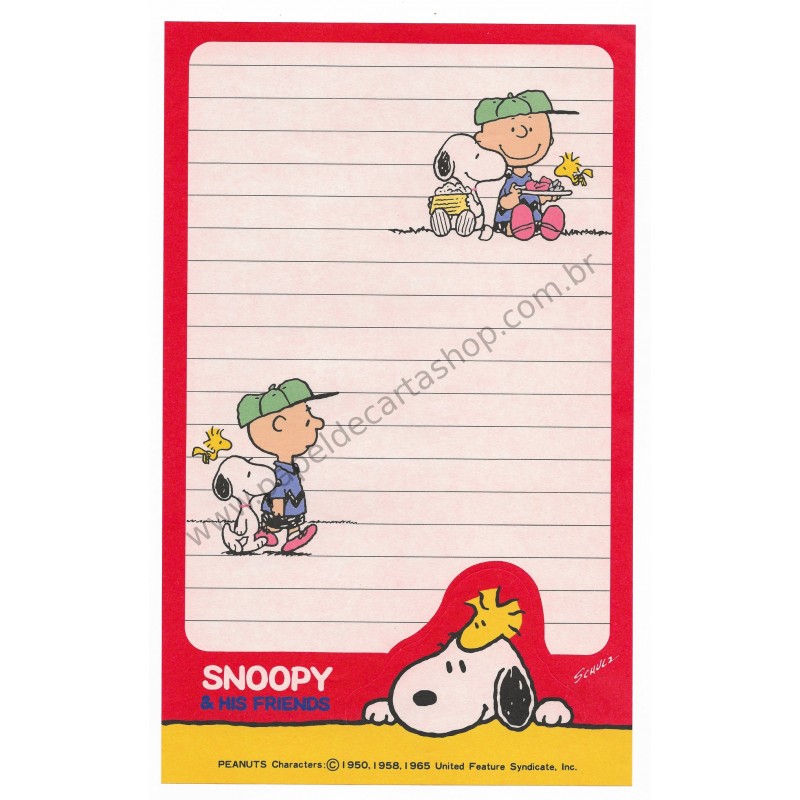 Conjunto de Papel de Carta Peanuts Antigo CVM Japan