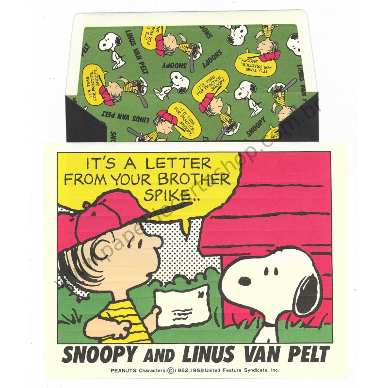 Conjunto de Papel de Carta Snoopy & Linus Van Pelt Antigo Peanuts Japan