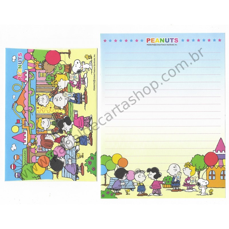 Conjunto de Papel de Carta Antigo Peanuts MAP Japan